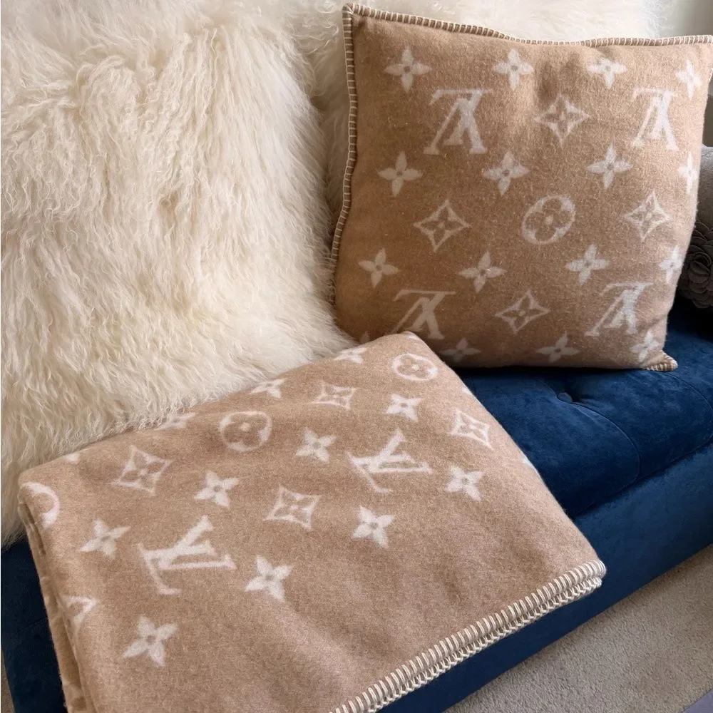 Louis Vuitton Cushion Neo Monogram Cushion Wool & Cashmere Beige